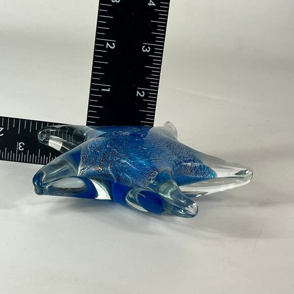Blue Silver Art Glass Starfish Paperweight Mouthblown Handmade Figurine Decor - Picture 9 of 9